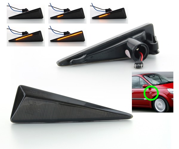 Clignotants Répétiteurs Fumés LED DYNAMIQUE DÉFILANT RENAULT SCENIC 2