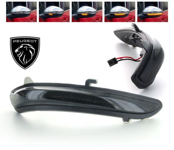 Repeaters dynamic backlighting LED scrolling Peugeot 208
