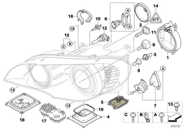 Unidade eletrónica 63117263052 Luzes diurnas LED compatíveis com BMW* LED - E70 X5 / E92 e E93