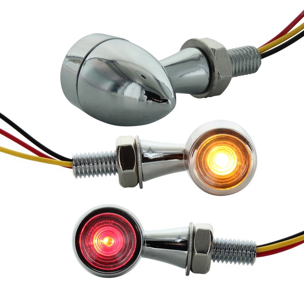 Clignotant + Stop LED Bullet Style Harley - Version Chrome - ECE Homologué