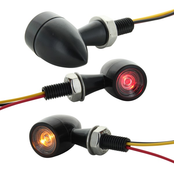 Pack de 2 Clignotants + Stop LED Bullet Style Harley - Version Noire - ECE Homologué - Aluminium