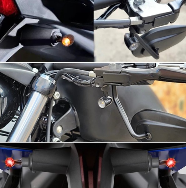 Pack de 2 Clignotants + Stop LED Bullet Style Harley - Version Noire - ECE Homologué - Aluminium