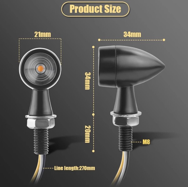 Pack de 2 Clignotants + Stop LED Bullet Style Harley - Version Noire - ECE Homologué - Aluminium