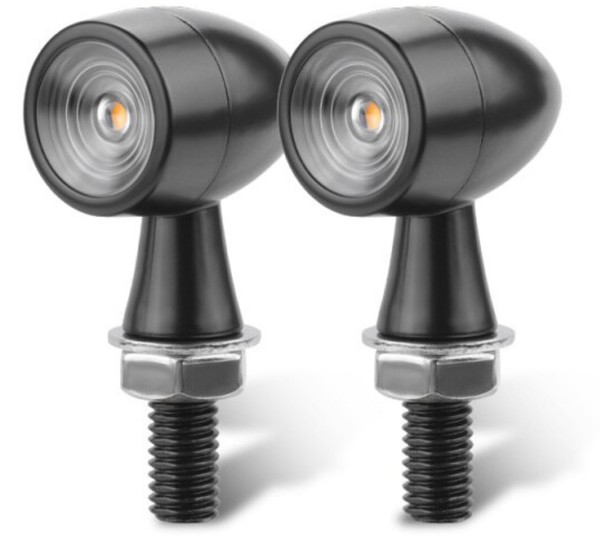 Pack de 2 Clignotants + Stop LED Bullet Style Harley - Version Noire - ECE Homologué - Aluminium