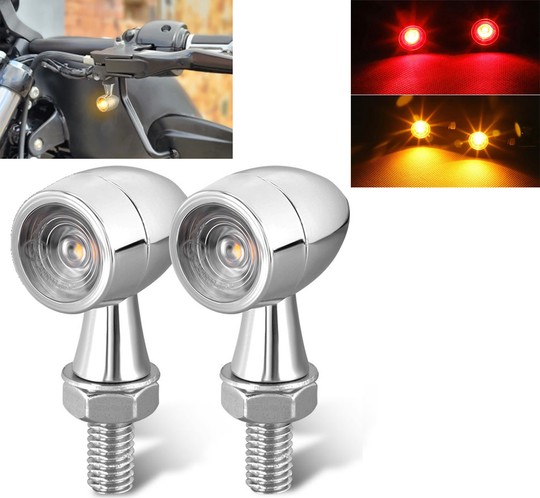 Pack de 2 Clignotants + Stop LED Bullet Style Harley - Version Chrome - ECE Homologué