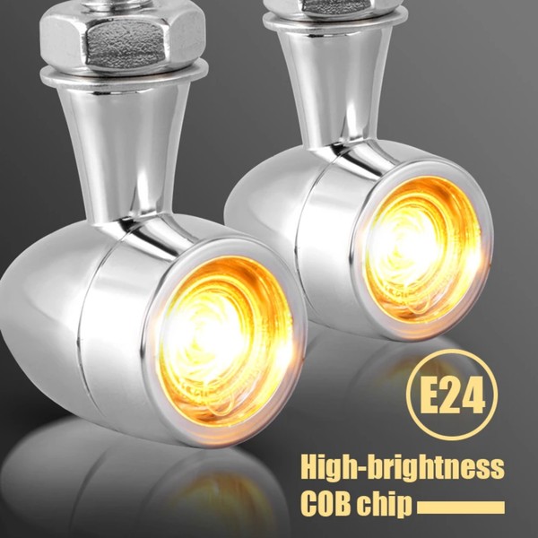 Pack de 2 Clignotants + Stop LED Bullet Style Harley - Version Chrome - ECE Homologué