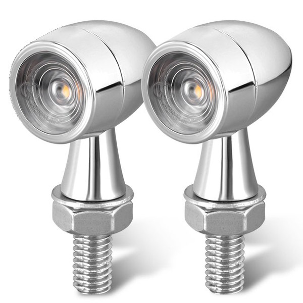 Pack de 2 Clignotants + Stop LED Bullet Style Harley - Version Chrome - ECE Homologué