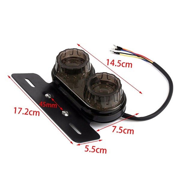 Feux arrière Stop/Veilleuses + Clignotants + Plaque LED - Universel + Support - Version Fumée - ECE