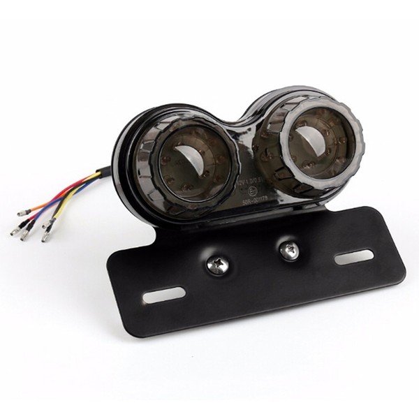 Feux arrière Stop/Veilleuses + Clignotants + Plaque LED - Universel + Support - Version Fumée - ECE