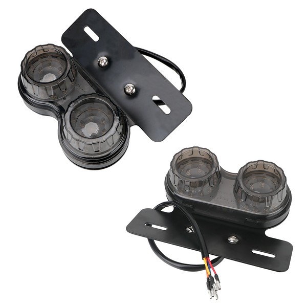 Feux arrière Stop/Veilleuses + Clignotants + Plaque LED - Universel + Support - Version Fumée - ECE
