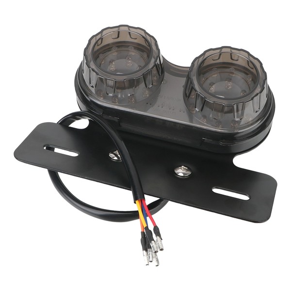 Feux arrière Stop/Veilleuses + Clignotants + Plaque LED - Universel + Support - Version Fumée - ECE