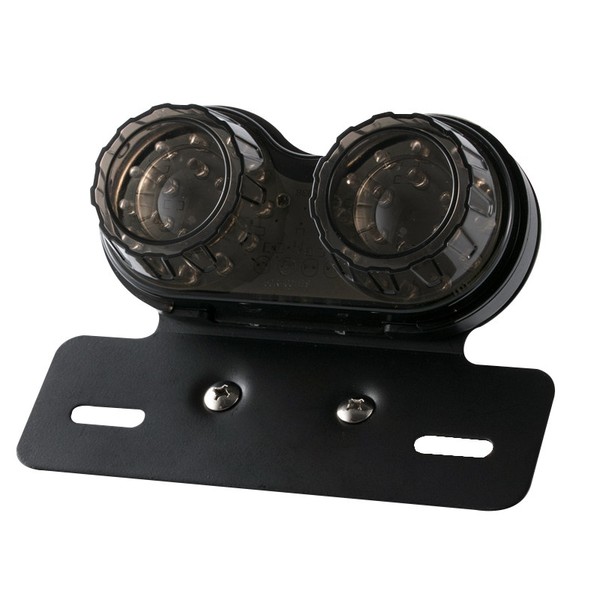 Feux arrière Stop/Veilleuses + Clignotants + Plaque LED - Universel + Support - Version Fumée - ECE