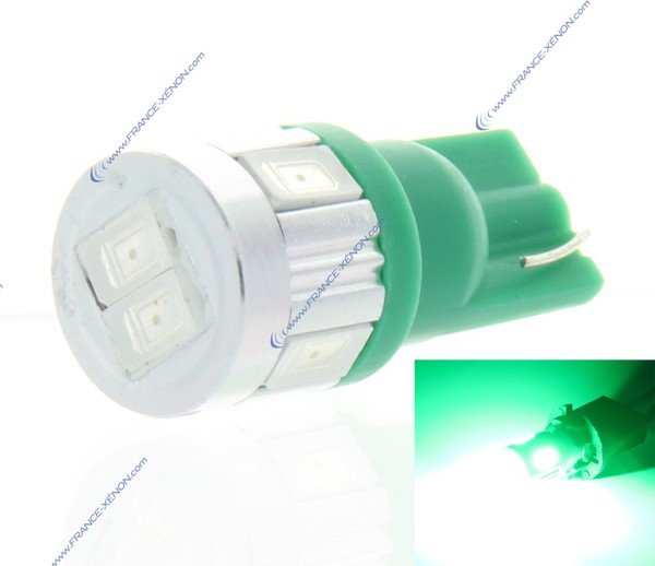 6 LED SG pære - W5W - Grøn 12V Signallampe