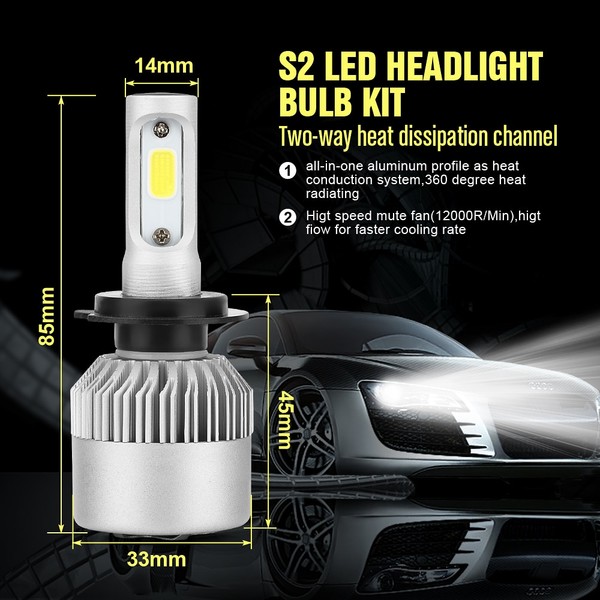 2 x Ampoules H7 LED HeadLight 75W - 6500K - 8000 Lumens - xenled