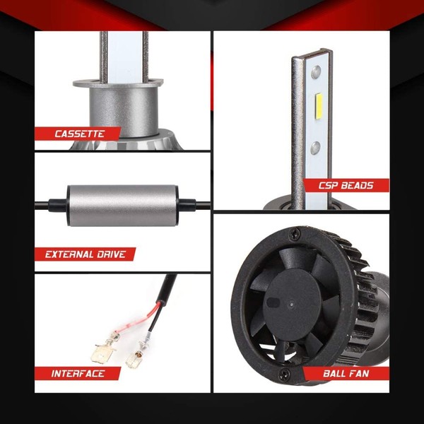 Kit AMPOULES H1 LED Ventilées FF2 - 5000Lms - 6000°K - Taille Mini