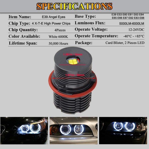 2x Ampoules Angel Eyes 25W BMW E39 / E53 / E60 / E61 / E63 / E64 / E65 / E66 / E83 (07-) / E87 (04 - 07) - Garantie 2 ans