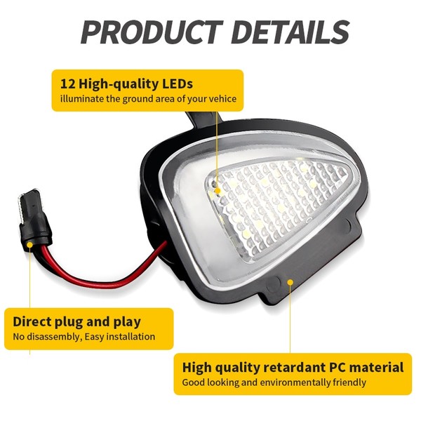Pack 2 éclairages LED coming home rétroviseur Golf 6 - Lampe de bienvenue sous rétroviseur Volkswagen* LED