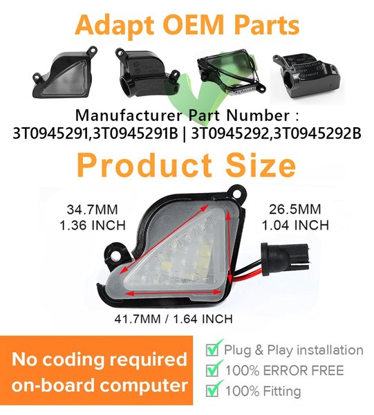 Pack 2 luci a LED per specchi Skoda Octavia Mk2 Mk3 e Superb MK2