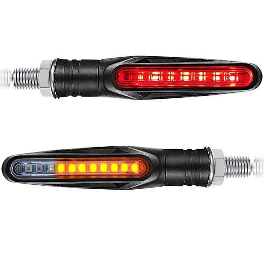 Dynamic Blinker + Night light red LED scrolling Motorcycle Sequential bar PM12LED-RED