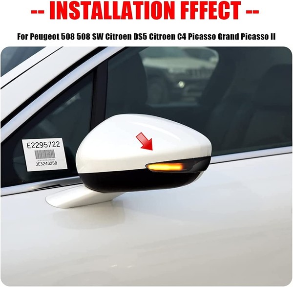 Repeaters dynamic backlighting LED scrolling Peugeot 508