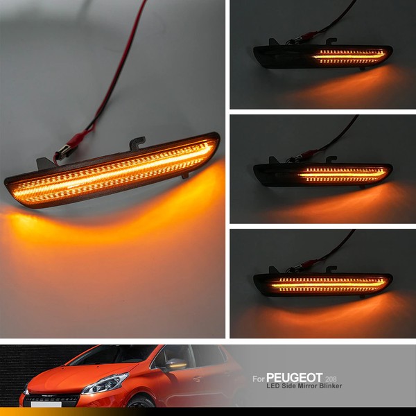 Repeaters dynamic backlighting LED scrolling Peugeot 208