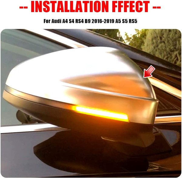 Rétroviseurs LED Dynamique Audi* A4 RS4 B9 8W, A5 8F Défilant Homologué - Clignotant