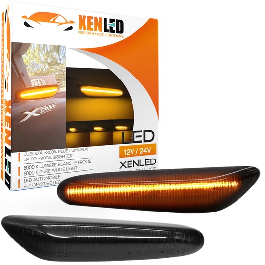 Geräucherte LED-Repeater-Blinker DYNAMIC BMW* Serie 1 E81 E82, 3 E46 E90 E91 E92, 5 E60 E61, X1 E84 X3 E83
