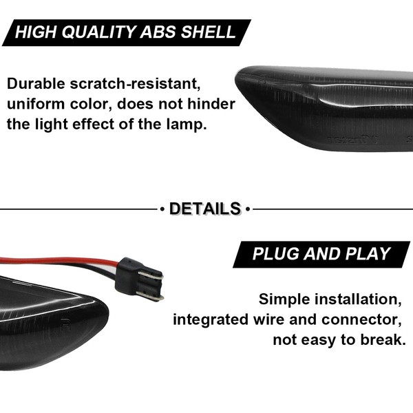 Clignotants Répétiteurs Fumés LED DYNAMIQUE BMW Serie 1 E81 E82, 3 E46 E90 E91 E92, 5 E60 E61, X1 E84 X3 E83