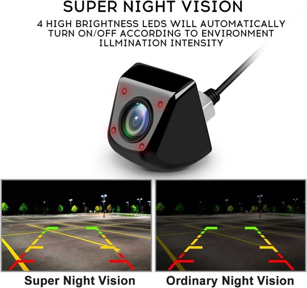 Câmera de ré universal - 170° com visão noturna - LED - Sensor CMOS