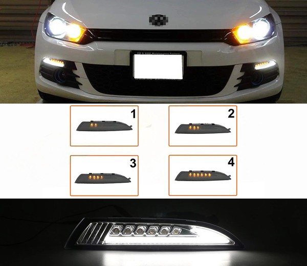 Clignotants LED Dynamique Défilant + Feux de jour LED Scirocco Volkswagen - Version Fumée