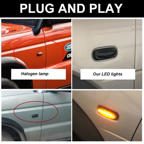 Répétiteurs latéraux LED dynamiques Land Rover Discovery, Freelander et Defender - Version Fumée