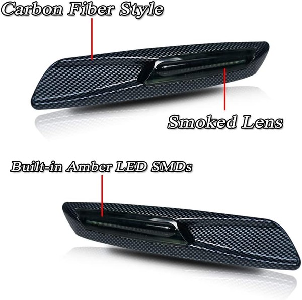 LED-Seitenblinker Scrolling BMW* Serie E81 E82 E87 E88 E90 E91 E92 E93 E60 E61 – Carbon + Rauch-Finish