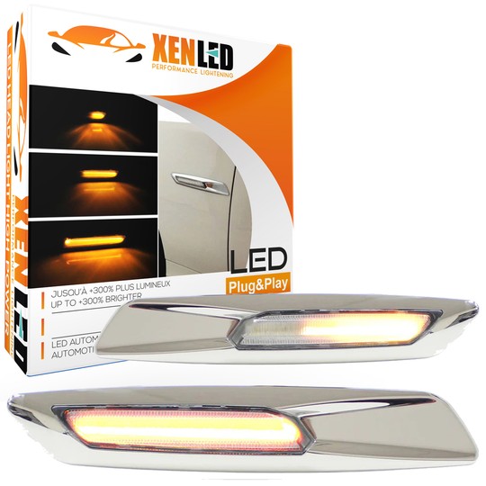 Répétiteurs latéraux LED Défilants BMW Série E81, E82, E87, E88, E90, E91, E92, E93, E60 et E61- chromée / Claire