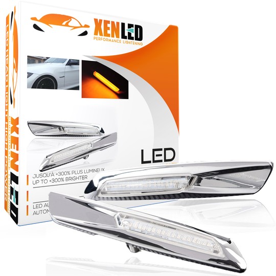 BMW Serie E81, E82, E87, E88, E90, E91, E92, E93, E60 ed E61 Ripetitori laterali a LED - cromati / trasparenti