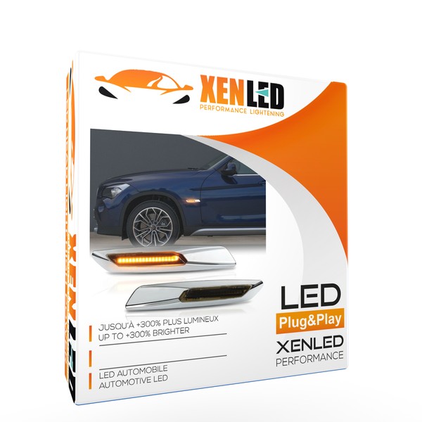 Répétiteurs latéraux défilants LED BMW Série E81, E82, E87, E88, E90, E91, E92, E93, E60 et E61- Chromée / Fumée