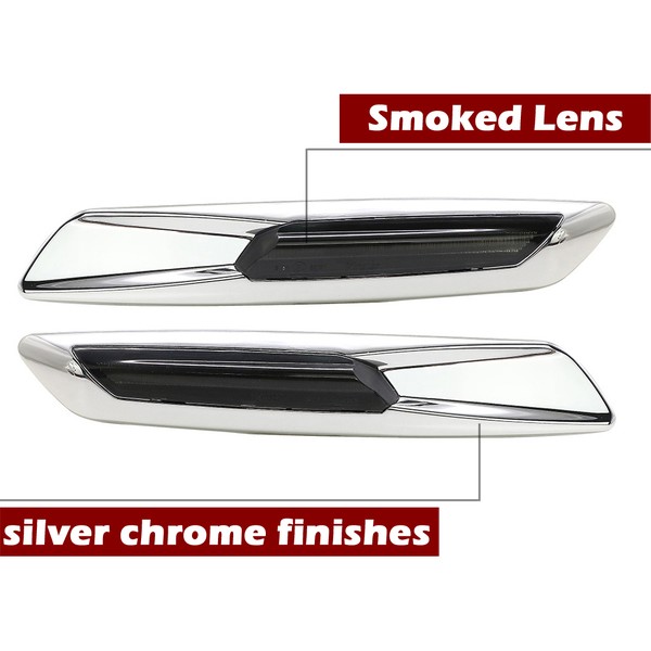 Répétiteurs latéraux défilants LED BMW Série E81, E82, E87, E88, E90, E91, E92, E93, E60 et E61- Chromée / Fumée