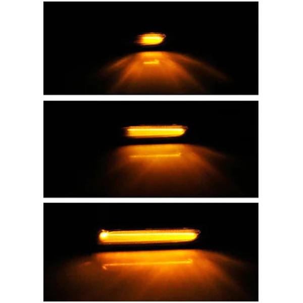 Répétiteurs latéraux défilants LED BMW Série E81, E82, E87, E88, E90, E91, E92, E93, E60 et E61- Chromée / Fumée