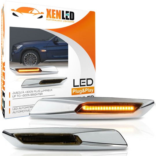 BMW Serie E81, E82, E87, E88, E90, E91, E92, E93, E60 ed E61 Ripetitori laterali a LED - Cromo / Fumé