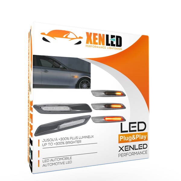 BMW Series E81, E82, E90, E91, E92, E93, E60 y E61 Carbon / Clear LED Scrolling Side Repeaters