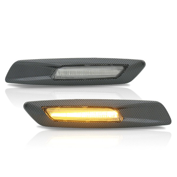 BMW Serie E81, E82, E90, E91, E92, E93, E60 e E61 Carbon / Clear LED Ripetitori laterali a scorrimento