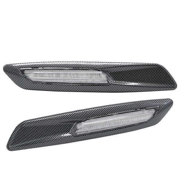BMW Series E81, E82, E90, E91, E92, E93, E60 y E61 Carbon / Clear LED Scrolling Side Repeaters