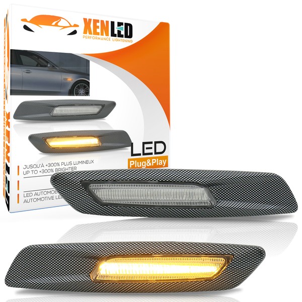 Répétiteurs latéraux LED  BMW Série E81, E82, E87, E88, E90, E91, E92, E93, E60 et E61 Carbone / Claire