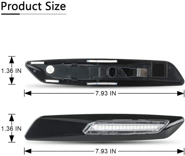 Répétiteurs latéraux LED BMW Série E81, E82, E87, E88, E90, E91, E92, E93, E60 et E61- Noir + Verre transparent