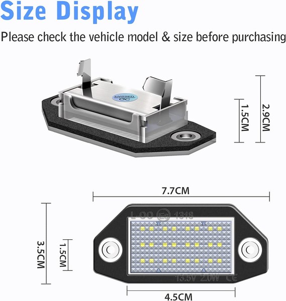 Pack LED éclairage plaque pour Ford Mondeo MK III MK3 (2000-2007) Lumière de plaque d'immatriculation LED