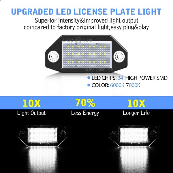 Pack LED éclairage plaque pour Ford Mondeo MK III MK3 (2000-2007) Lumière de plaque d'immatriculation LED