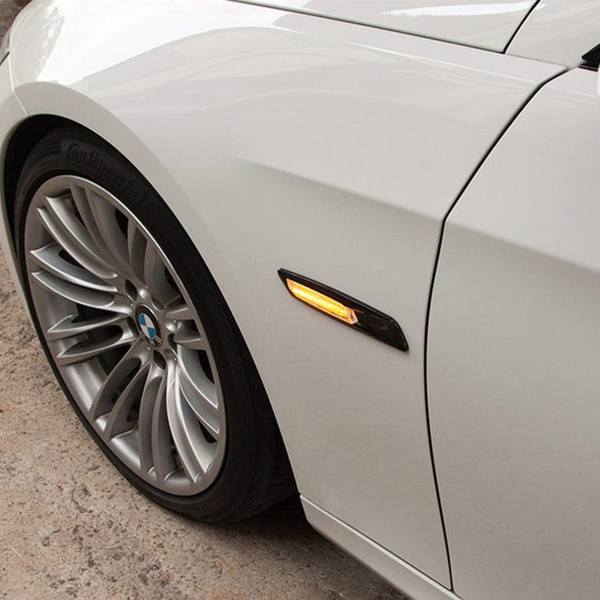 LED-Seitenblinker BMW* Serie E81 E82 E87 E88 E90 E91 E92 E93 E60 E61 – Schwarz + getönte Linse