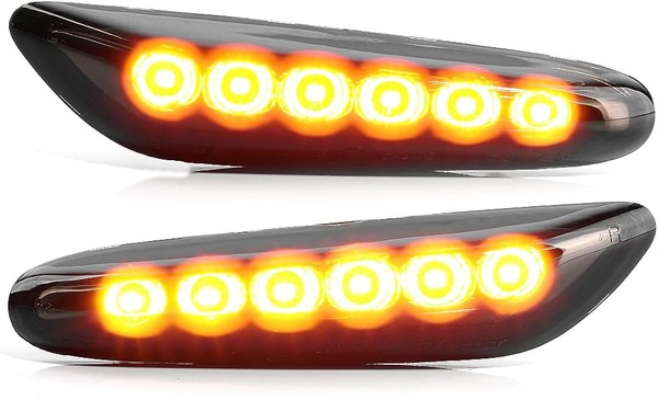Répétiteurs latéraux LED BMW Série E46, E60, E61, E81, E87, E82, E88, E83/X3, E90/E91, E92/E93 - Fumée - Clignotants