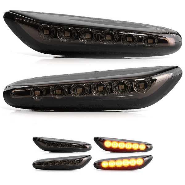 Boczne wzmacniacze LED BMW* Seria E46, E60, E61, E81, E87, E82, E88, E83/X3, E90/E91, E92/E93 - Dym - Kierunkowskazy