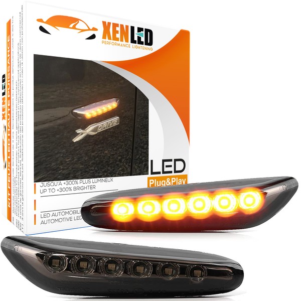 Répétiteurs latéraux LED BMW Série E46, E60, E61, E81, E87, E82, E88, E83/X3, E90/E91, E92/E93 - Fumée - Clignotants