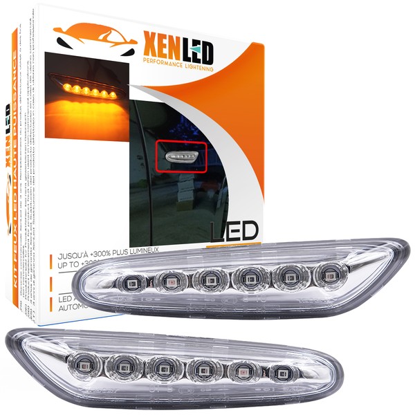 Répétiteurs latéraux LED BMW Série E46, E60, E61, E81, E87, E82, E88, E83/X3, E90/E91, E92/E93 - Chrome - Clignotants